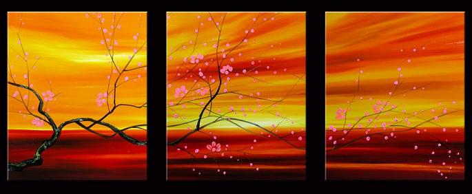 Dafen Oil Painting on canvas red flowers -set013 Dafen Oil Painting on canvas red flowers -set013